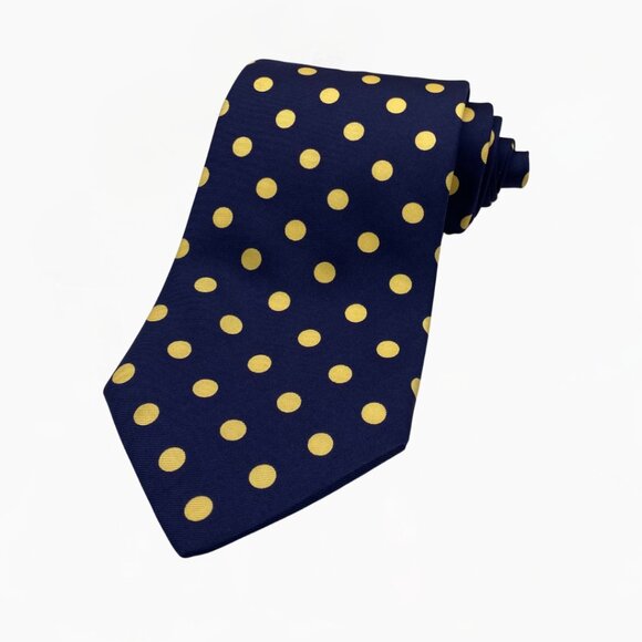 Carlo Colombo Other - Vintage Carlo Colombo Navy and Yellow Polka Dot 100% Silk Tie 63" x 4" #363